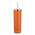 Hot selling 20oz Stainless Steel Double Walled Insulated Vacuum Straight Slim Tumbler Cup with steel Lid and Straw